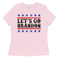 Bubblegum Pink Let's Go Brandon American Flag Ladies Tee - Jasminsmagicworld