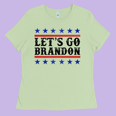 Let's Go Brandon American Flag Ladies Tee Designed By Jasminsmagicworld