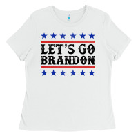 White Let's Go Brandon American Flag Ladies Tee - Jasminsmagicworld