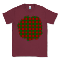 Burgundy Christmas Tartan Patch Classic Tee - BundleAndBundleShop