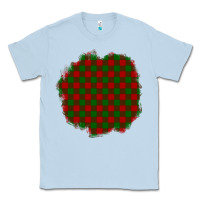 Dusty Blue Christmas Tartan Patch Classic Tee - BundleAndBundleShop