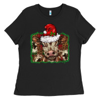 Black Christmas background baby calf Ladies Tee - BarkalooDesign
