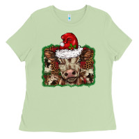 Matcha Christmas background baby calf Ladies Tee - BarkalooDesign