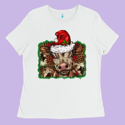 Christmas Background Baby Calf Ladies Tee Designed By Barkaloodesign