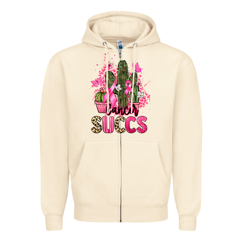 Cancer Succs Cancer Awareness Zipper Hoodie by HowdyJamesFarm | Teevron