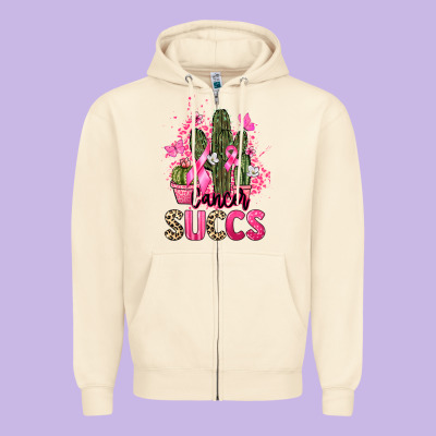 Cancer Succs Cancer Awareness Zipper Hoodie Designed By Howdyjamesfarm