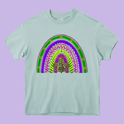 Mardi Gras Rainbow Heavy Core Tee Designed By Barkaloodesign