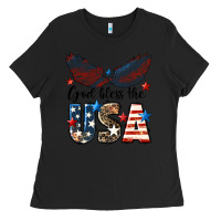 Black Western God Bless The USA Ladies Tee - LillyAllenDesigns