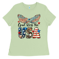 Matcha Western God Bless The USA Ladies Tee - LillyAllenDesigns