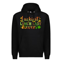 Black St. Patrick's Luckiest lunch lady ever Premium Hoodie - OliviaCreatesArt