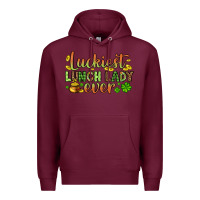 Burgundy St. Patrick's Luckiest lunch lady ever Premium Hoodie - OliviaCreatesArt