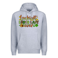 Heather Grey St. Patrick's Luckiest lunch lady ever Premium Hoodie - OliviaCreatesArt