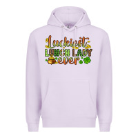 Lilac St. Patrick's Luckiest lunch lady ever Premium Hoodie - OliviaCreatesArt