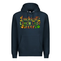 Navy St. Patrick's Luckiest lunch lady ever Premium Hoodie - OliviaCreatesArt