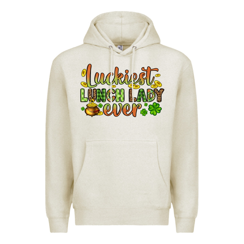 St. Patrick's Luckiest Lunch Lady Ever Premium Hoodie by OliviaCreatesArt | Teevron