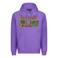 Purple St. Patrick's Luckiest lunch lady ever Premium Hoodie - OliviaCreatesArt