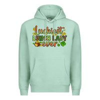 Seafoam St. Patrick's Luckiest lunch lady ever Premium Hoodie - OliviaCreatesArt