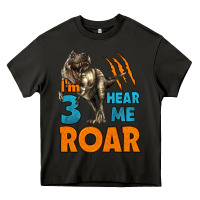 Asphalt i'm three hear me roar dinosaur birthday Heavy Core Tee - LillyAllenDesigns