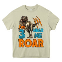 Mossy i'm three hear me roar dinosaur birthday Heavy Core Tee - LillyAllenDesigns