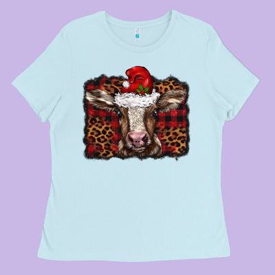 Christmas Background Baby Calf Ladies Tee Designed By Barkaloodesign
