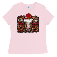 Bubblegum Pink Christmas background baby calf Ladies Tee - BarkalooDesign