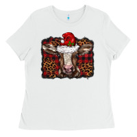 White Christmas background baby calf Ladies Tee - BarkalooDesign