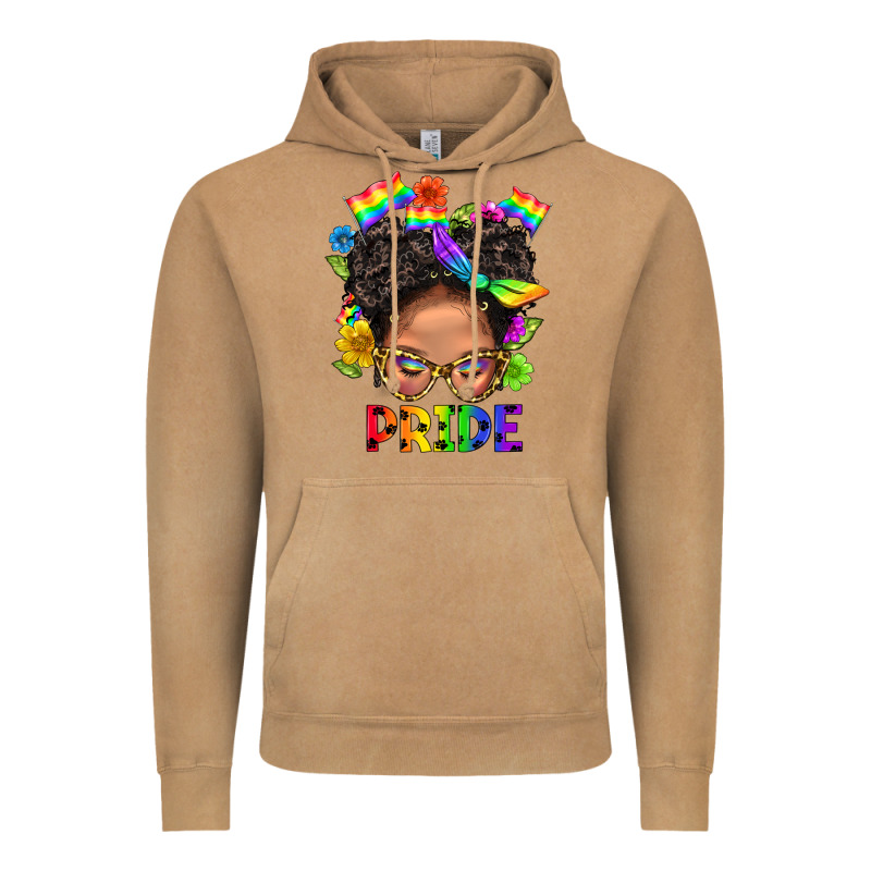 Lgbtq+ Messy Bun Mom Pride With Flower Vintage Hoodie by BundleAndBundleShop | Teevron
