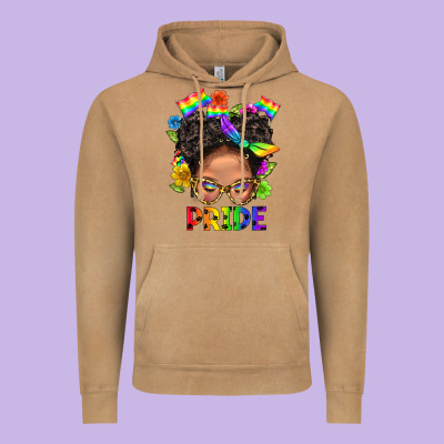 Lgbtq+ Messy Bun Mom Pride With Flower Vintage Hoodie Designed By Bundleandbundleshop
