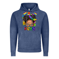 Vintage Denim LGBTQ+ Messy Bun Mom Pride With Flower Vintage Hoodie - BundleAndBundleShop