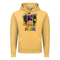 Vintage Mustard LGBTQ+ Messy Bun Mom Pride With Flower Vintage Hoodie - BundleAndBundleShop