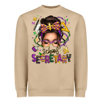 Mardi Gras School Secretary Caucasian Messy Bun Heavyweight Sweatshirt | Teevron
