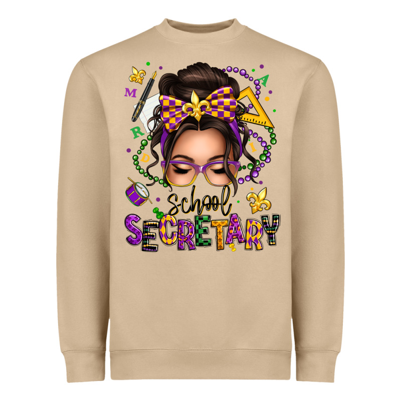 Mardi Gras School Secretary Caucasian Messy Bun Heavyweight Sweatshirt by texasbilliewilder | Teevron