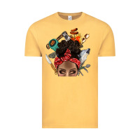 Vintage Mustard Wild Camping Afro Messy Bbs Vintage Tee - BundleAndBundleShop