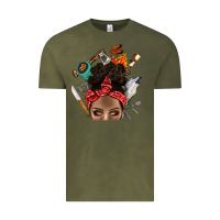 Vintage Olive Wild Camping Afro Messy Bbs Vintage Tee - BundleAndBundleShop