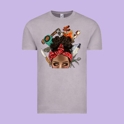Wild Camping Afro Messy Bbs Vintage Tee Designed By Bundleandbundleshop