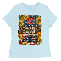 Baby Blue Western God Bless America Ladies Tee - LillyAllenDesigns