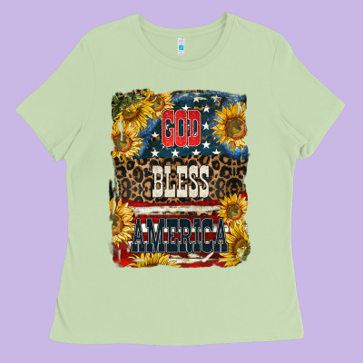 Western God Bless America Ladies Tee Designed By Lillyallendesigns