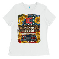 White Western God Bless America Ladies Tee - LillyAllenDesigns