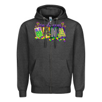Charcoal Heather mardi gras nana Zipper Hoodie - CowGirlArtShop