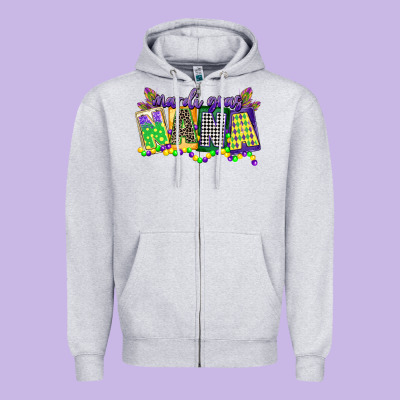 Mardi Gras Nana Zipper Hoodie Designed By Cowgirlartshop