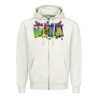 Oatmeal Heather mardi gras nana Zipper Hoodie - CowGirlArtShop