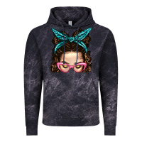 Cloud Black Messy Bun Mom With Leopard Bandana Vintage Hoodie - BundleAndBundleShop