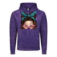 Cloud Purple Messy Bun Mom With Leopard Bandana Vintage Hoodie - BundleAndBundleShop