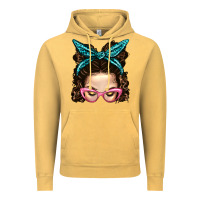 Vintage Mustard Messy Bun Mom With Leopard Bandana Vintage Hoodie - BundleAndBundleShop