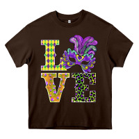Chocolate Brown mardi gras love mask Heavy Core Tee - BarkalooDesign