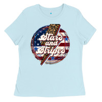 Baby Blue Western Stars and Stripes Ladies Tee - LillyAllenDesigns