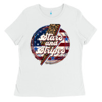 White Western Stars and Stripes Ladies Tee - LillyAllenDesigns