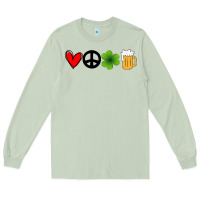 Matcha Funny St Patricks Day Love Peace Clover and Beer Long Sleeve Tee - Bettercallsaul