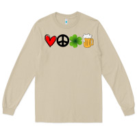 Mushroom Funny St Patricks Day Love Peace Clover and Beer Long Sleeve Tee - Bettercallsaul
