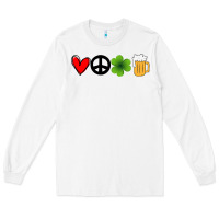 Funny St Patricks Day Love Peace Clover And Beer Long Sleeve Tee | Teevron